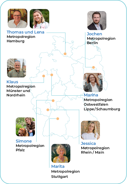 Karte Deutschland mit Ansprechpartnern nach Region